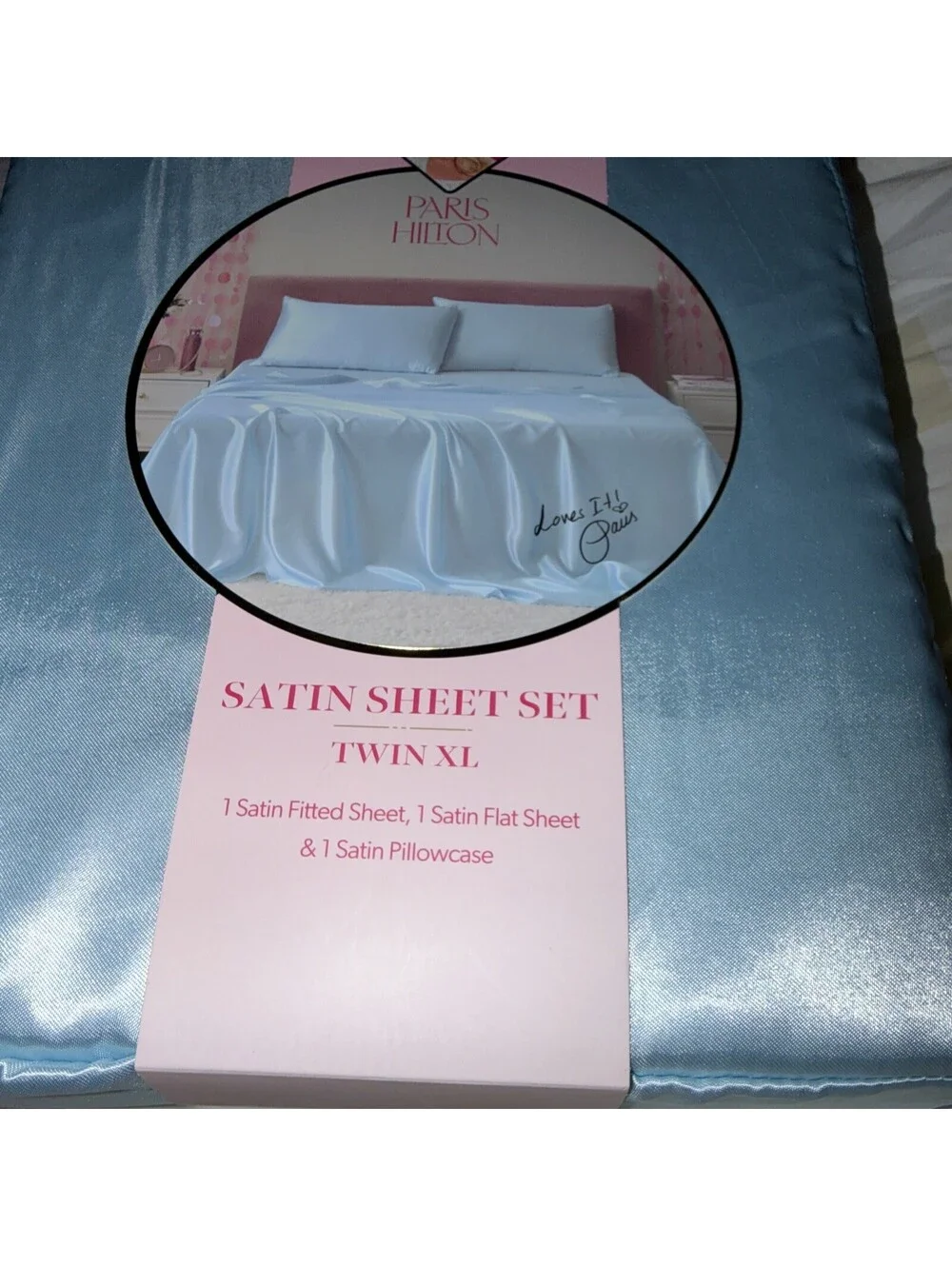 Paris Hilton | Twin XL | Baby Blue  Satin Sheet Set New